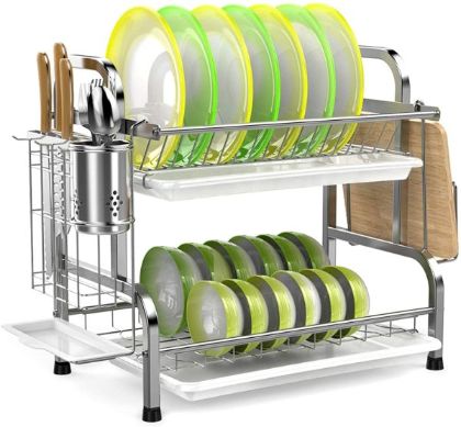 iSPECLE 304 Stainless Steel 2-Tier Dish Rack